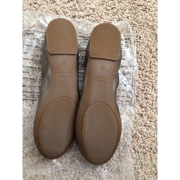 Amazon Essential Dark Bronze Faux Leather Round Toe Slip On Shoes Sz 8.5W - Picture 2 of 4